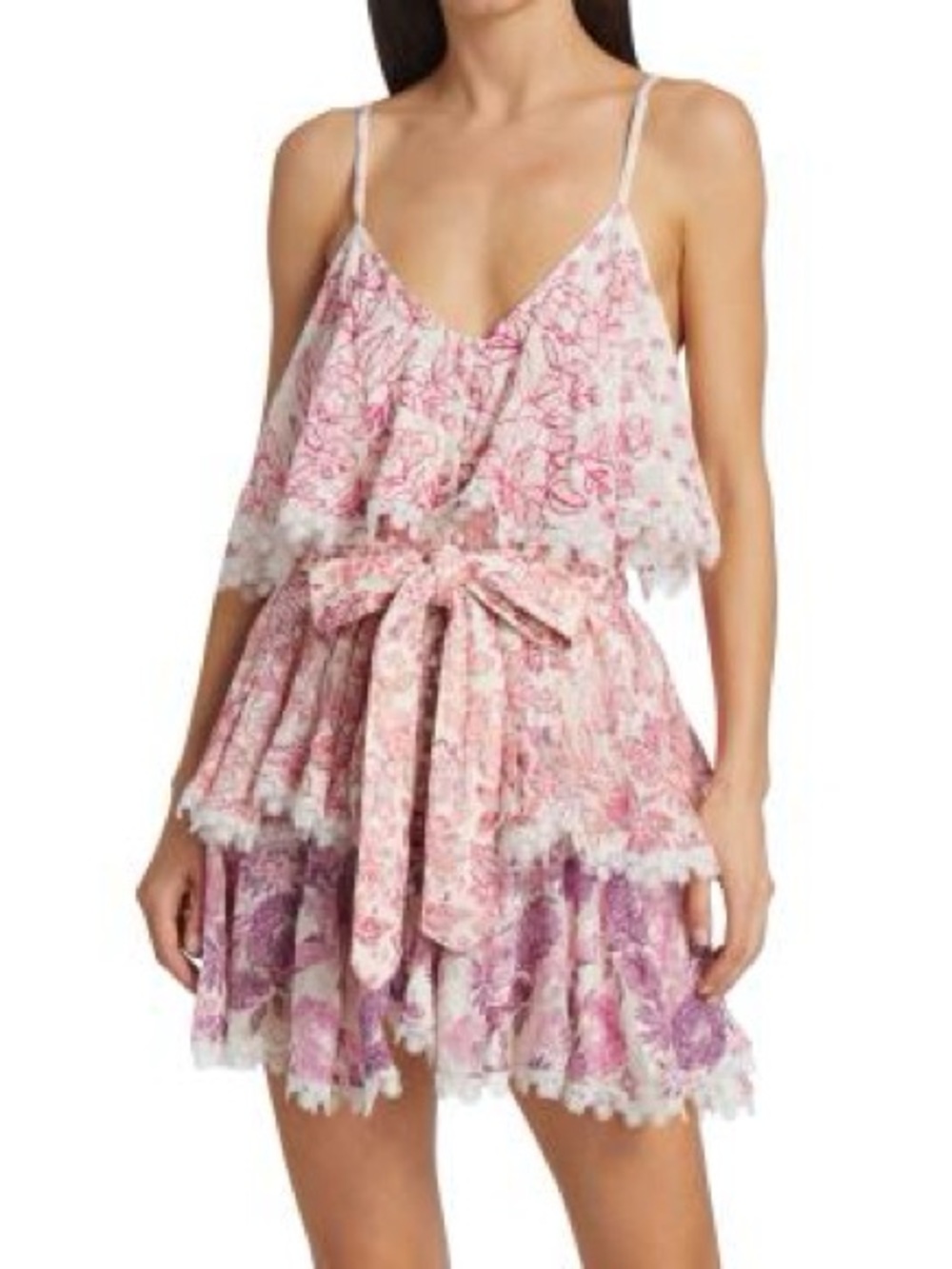 HEMANT & NANDITA Pink and White Floral Mini Dress